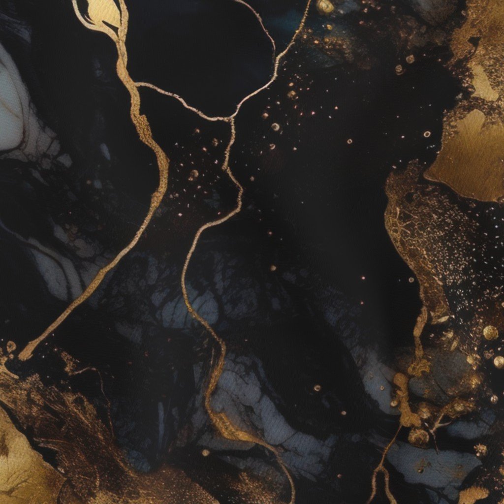 Black and Gold Alcohol Ink 1 Fabric inky pattern fabric