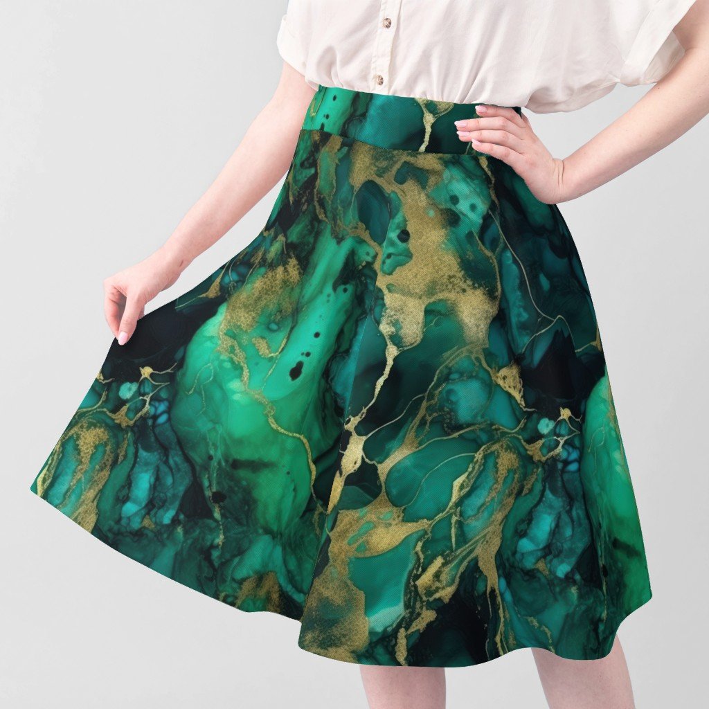 Emerald and Gold Alcohol Ink 4 Fabric inky pattern fabric