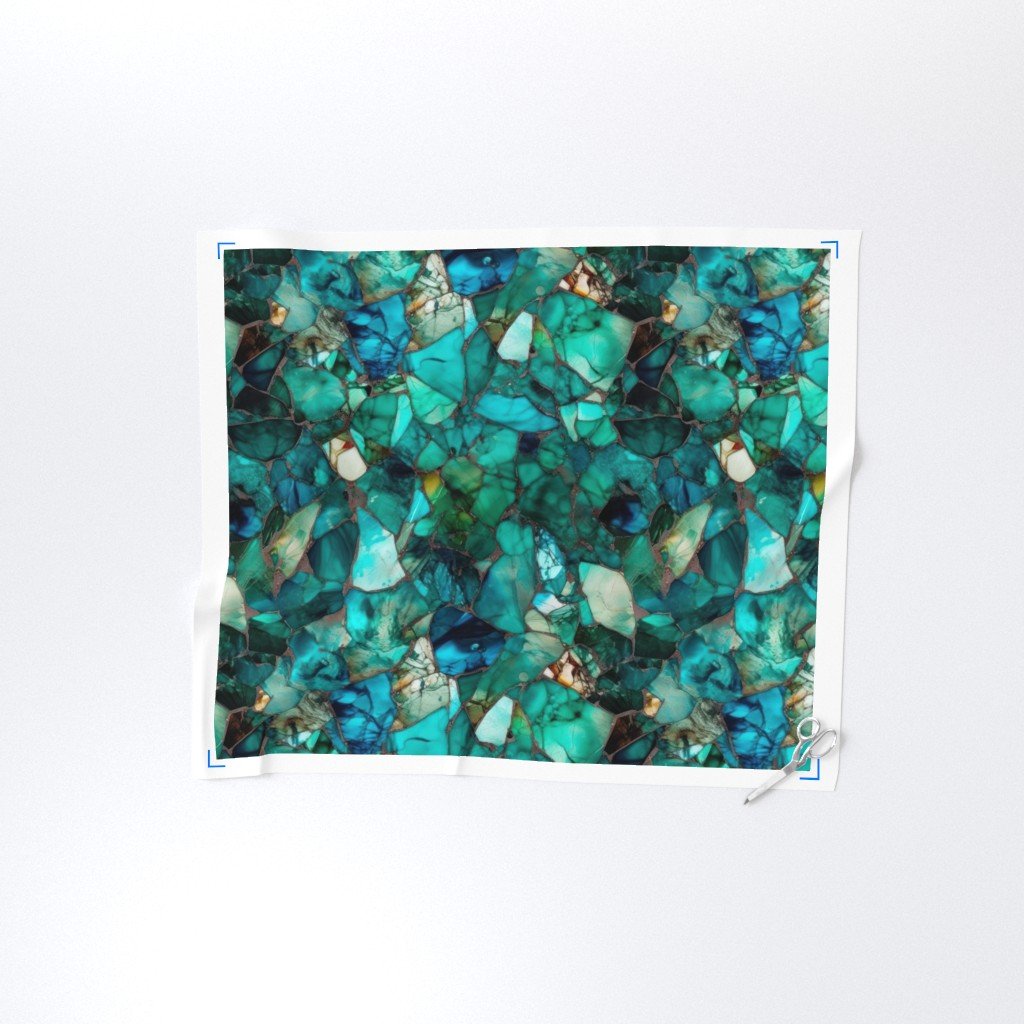 Green and Blue Seaglass 2 Fabric green glass fabric