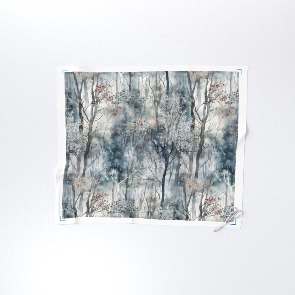 Endless Winter Forest Dreamscape Trees in Misty Forest Fabric tree repeat fabric