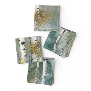 Endless Birch Tree Dreamscape Trees in Misty Forest Watercolor Design Collection Home Decor Collection misty forest napkins design