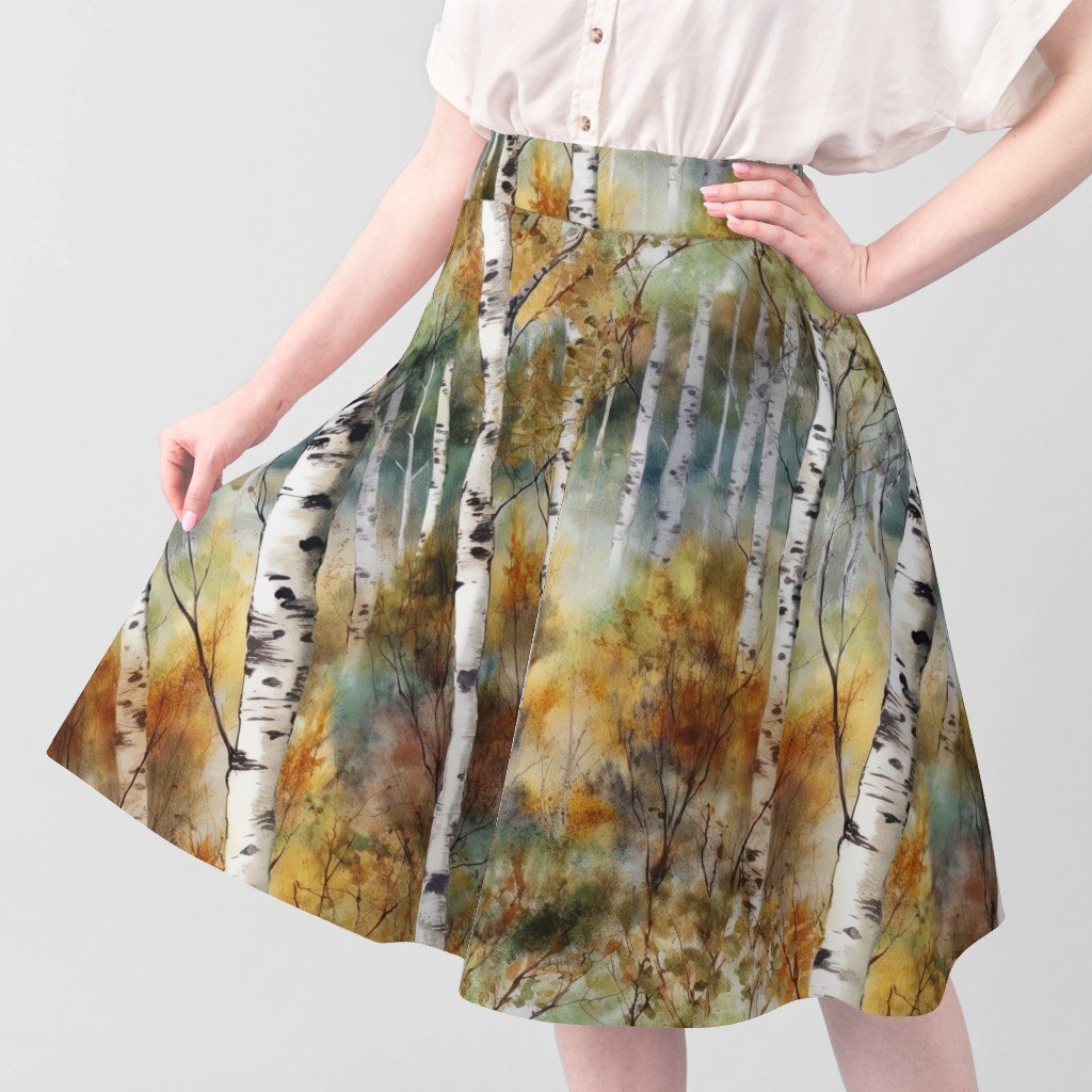 Endless Birch Tree Dreamscape Trees in Misty Forest Watercolor Fabric misty forest fabric