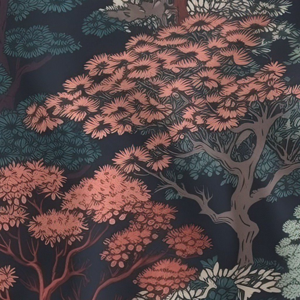 Japanese Tranquility Garden Endless Forest Interior Collection Decor Collection japanese trees fabric