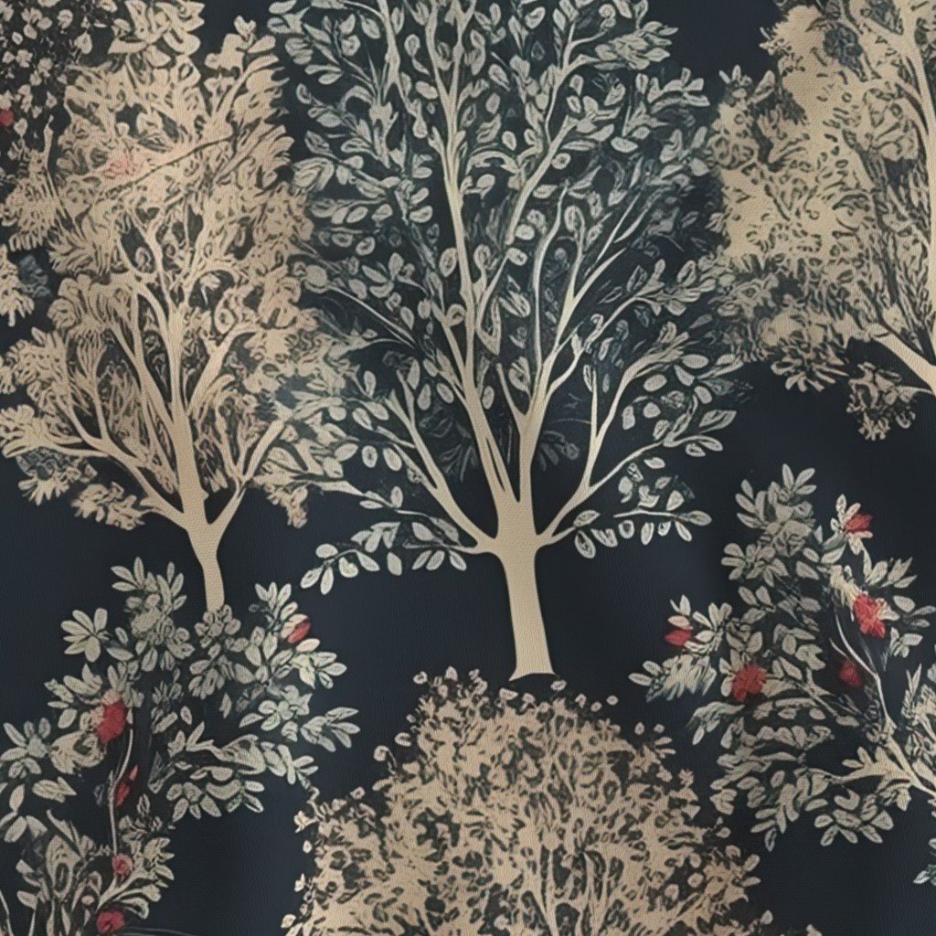 New England Endless Forest Trees Winter Fabric winter garden fabric