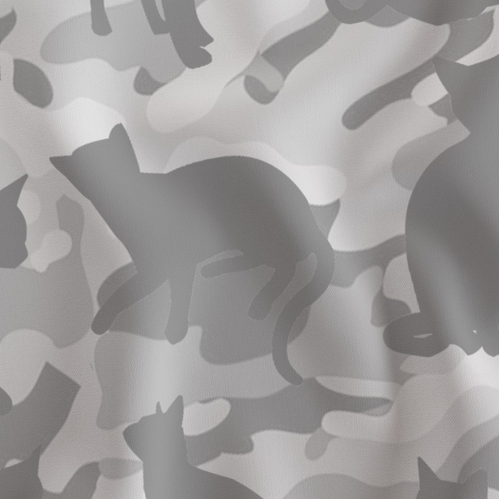 Camo Cats Camouflage in Snowcat White and Grey Fabric snow camo fabric