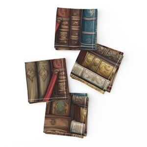 Stacked Bound Vintage Books on Library Book Shelf Decor Collection Home Decor Collection life size napkins design