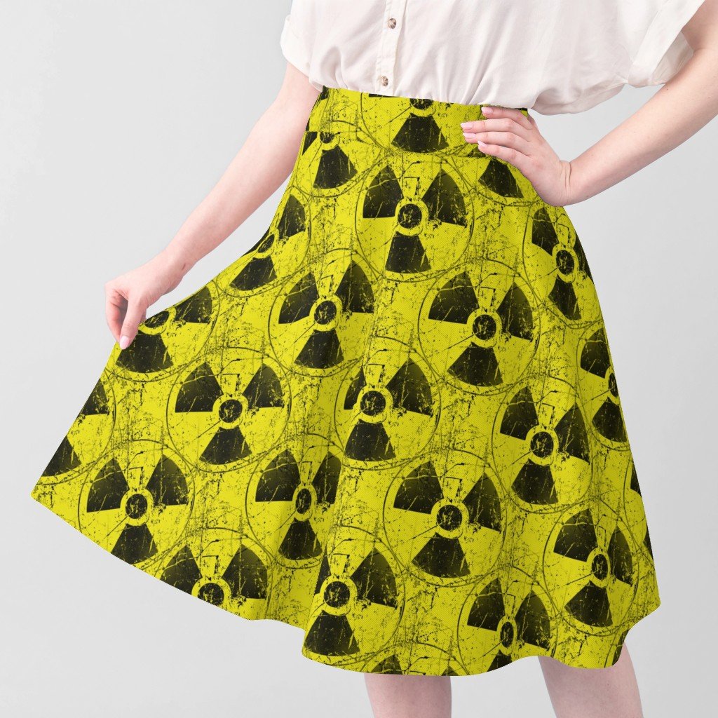Yellow and Black Radioactive Hazmat Grunge Pattern Fabric danger fabric