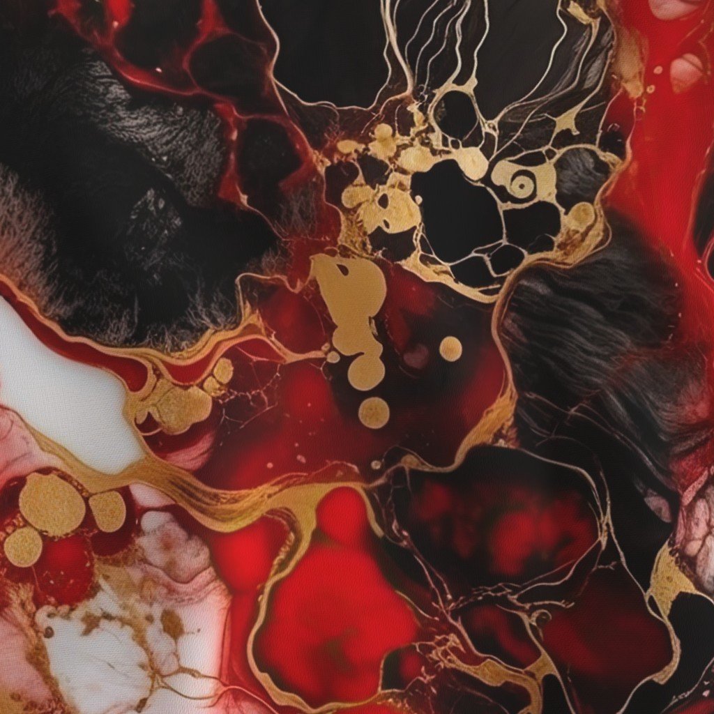Red Black and Gold Alcohol Ink 4 Fabric faux gold fabric