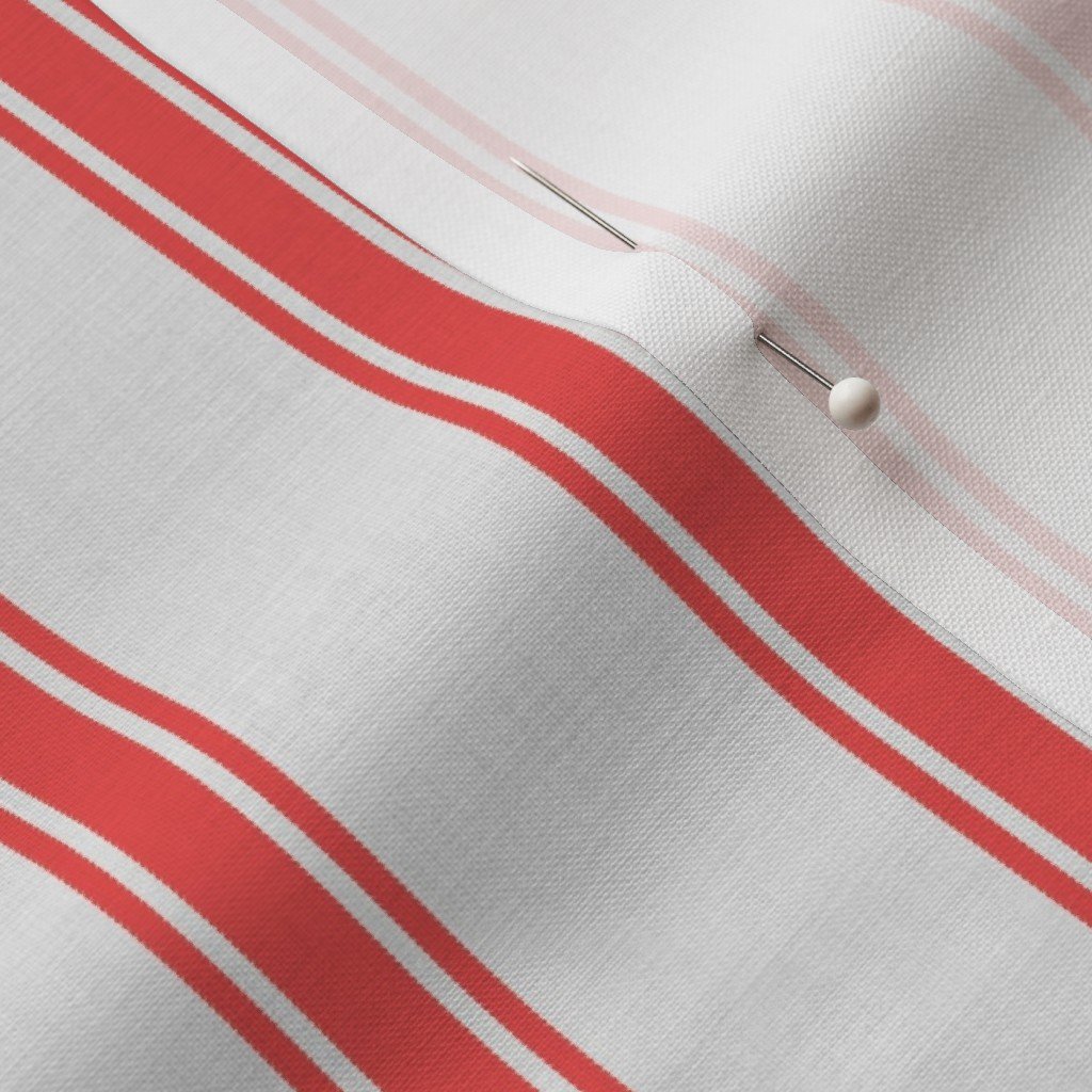Distressed Vintage Scarlet Red Mattress Ticking with Two Inch Fabric red ticking fabric