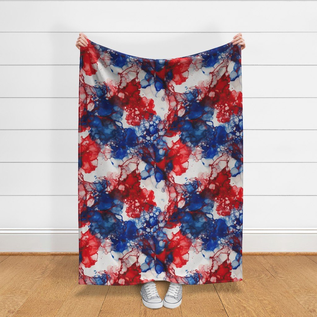 Red White and Blue Alcohol Ink American Patriotic Flag Colors Alcohol Fabric red and blue fabric