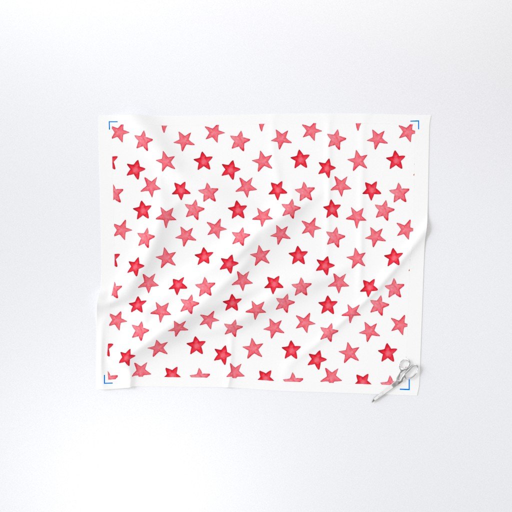 Large Faded Red Christmas Stars on White Fabric faded stars fabric