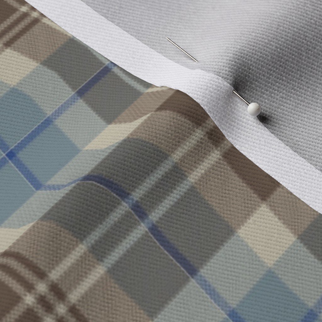 Cream with Beige and Blue French Provincial Tartan Fabric french provincial fabric