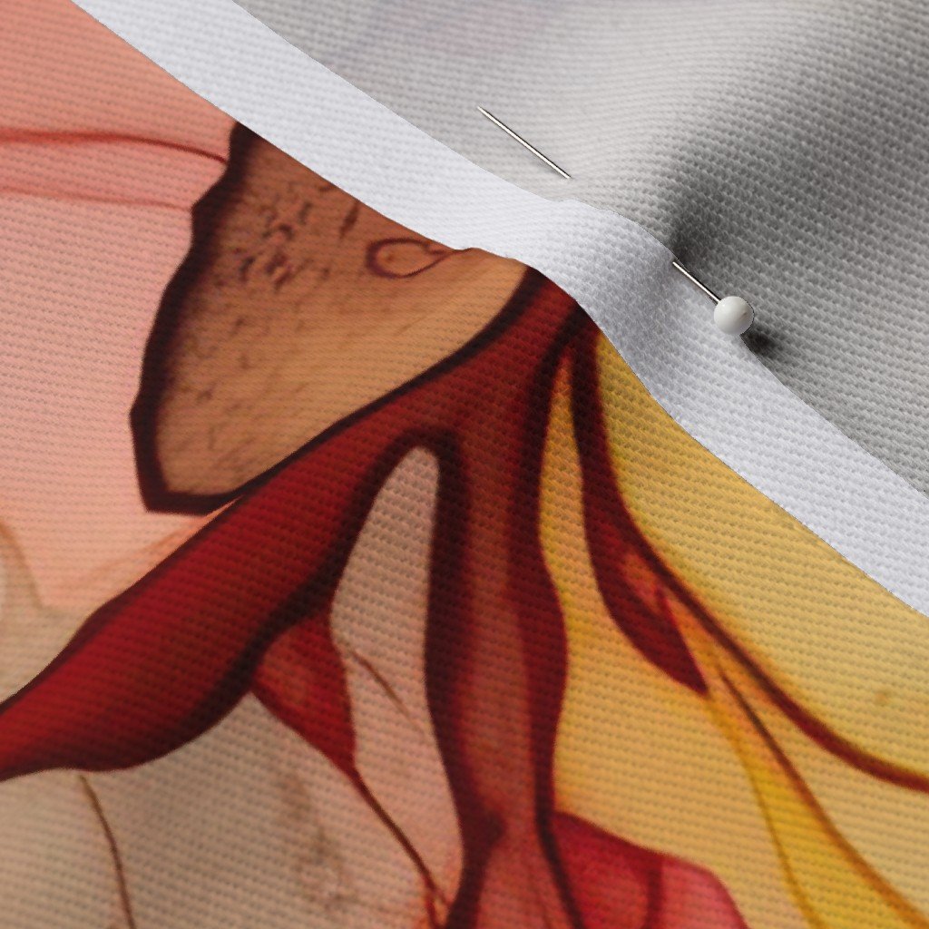 Sunrise Yellow and Peach with Rose Gold Alcohol Ink Liquid Swirls Fabric sunrise swirls fabric