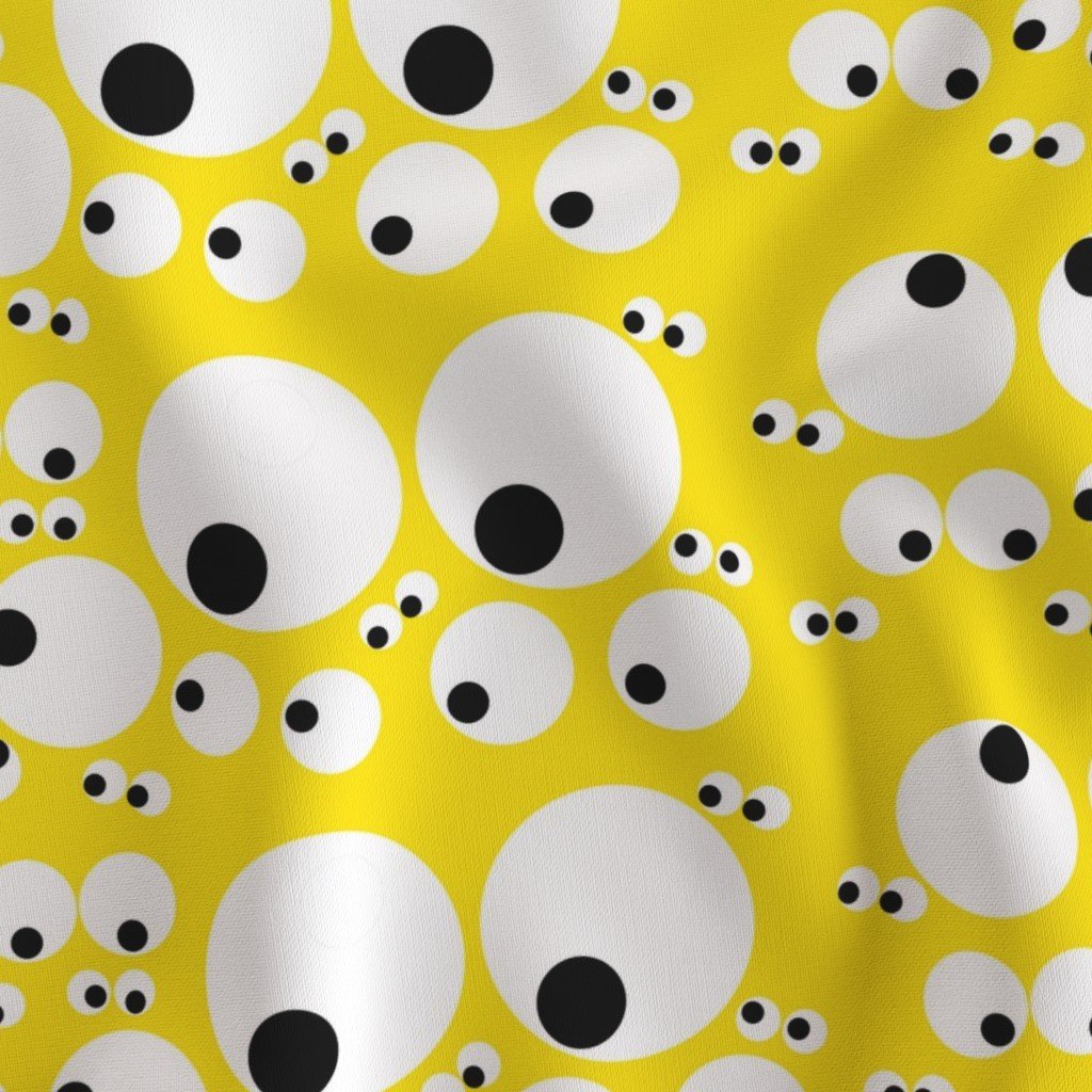 Googly Goo Goo Eyes on Neon Yellow Interior Collection Design Collection bright yellow fabric