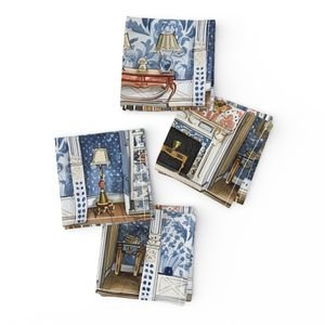 Victorian Dollshouse with Period Decor in Watercolor 2 Interior Collection Decor Collection dolls house napkins design