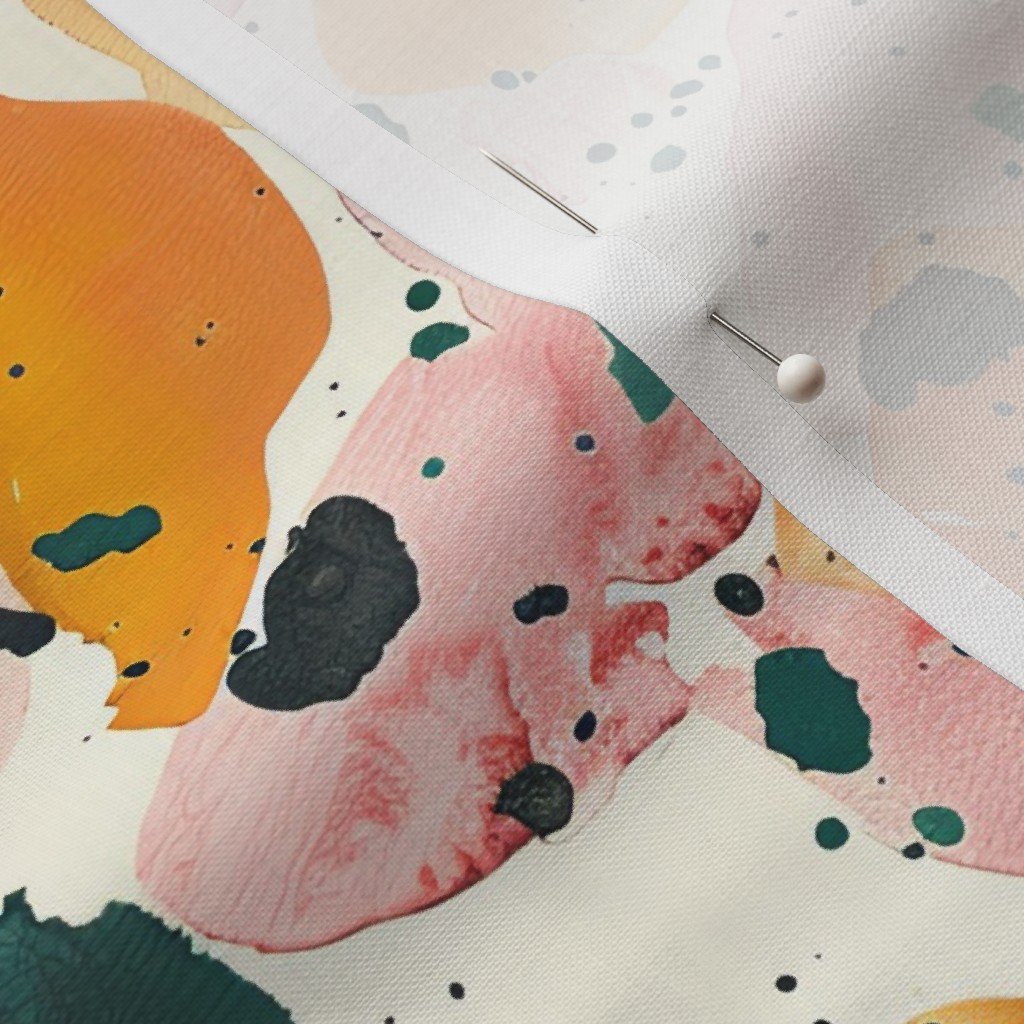 Orange Rose and Aqua Watercolor Terrazzo Splashes Fabric terrazzo tile fabric