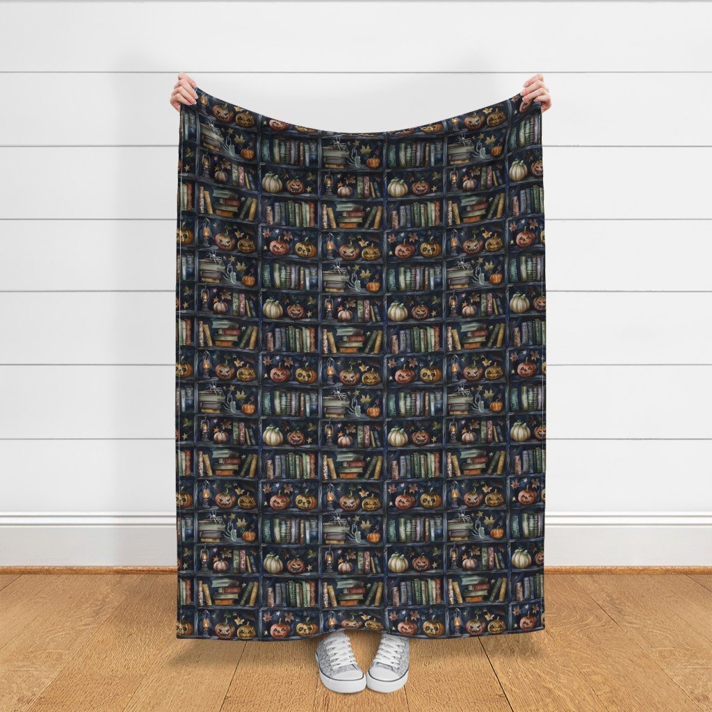 Dark Halloween Bookcase with Jack-O