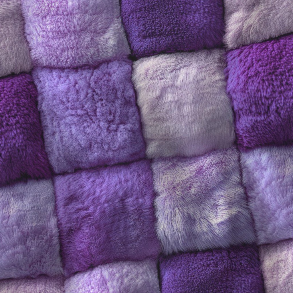 Large Violet Faux Fur Patchwork Fabric - Luxurious Plush Texture Fabric fluffy fabric