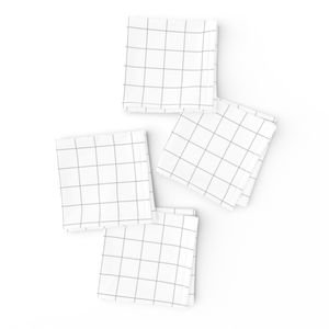 1 Inch Grid Line Pattern with Mid Grey Lines on White Home Decor Collection Home Styling Collection crafts napkins design