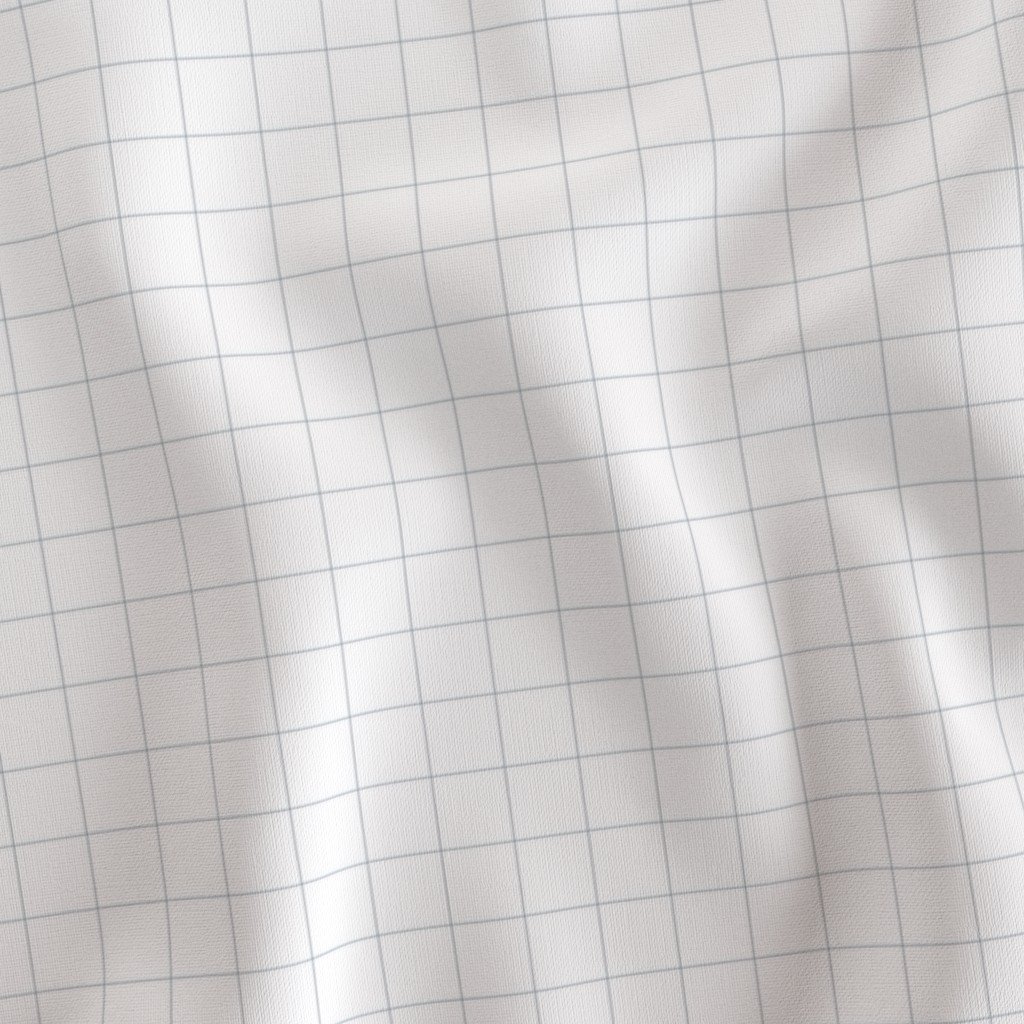 1 Inch Grid Line Pattern with Dusty Blue Lines on White Fabric crafts fabric