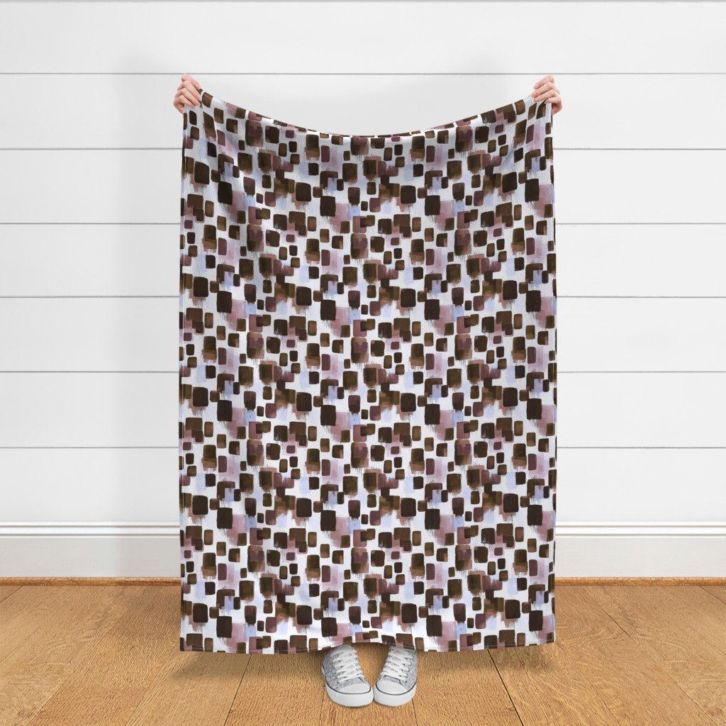 Abstract Earthy Brushstroke Blocks in Brown and Mauve Fabric contemporary fabric