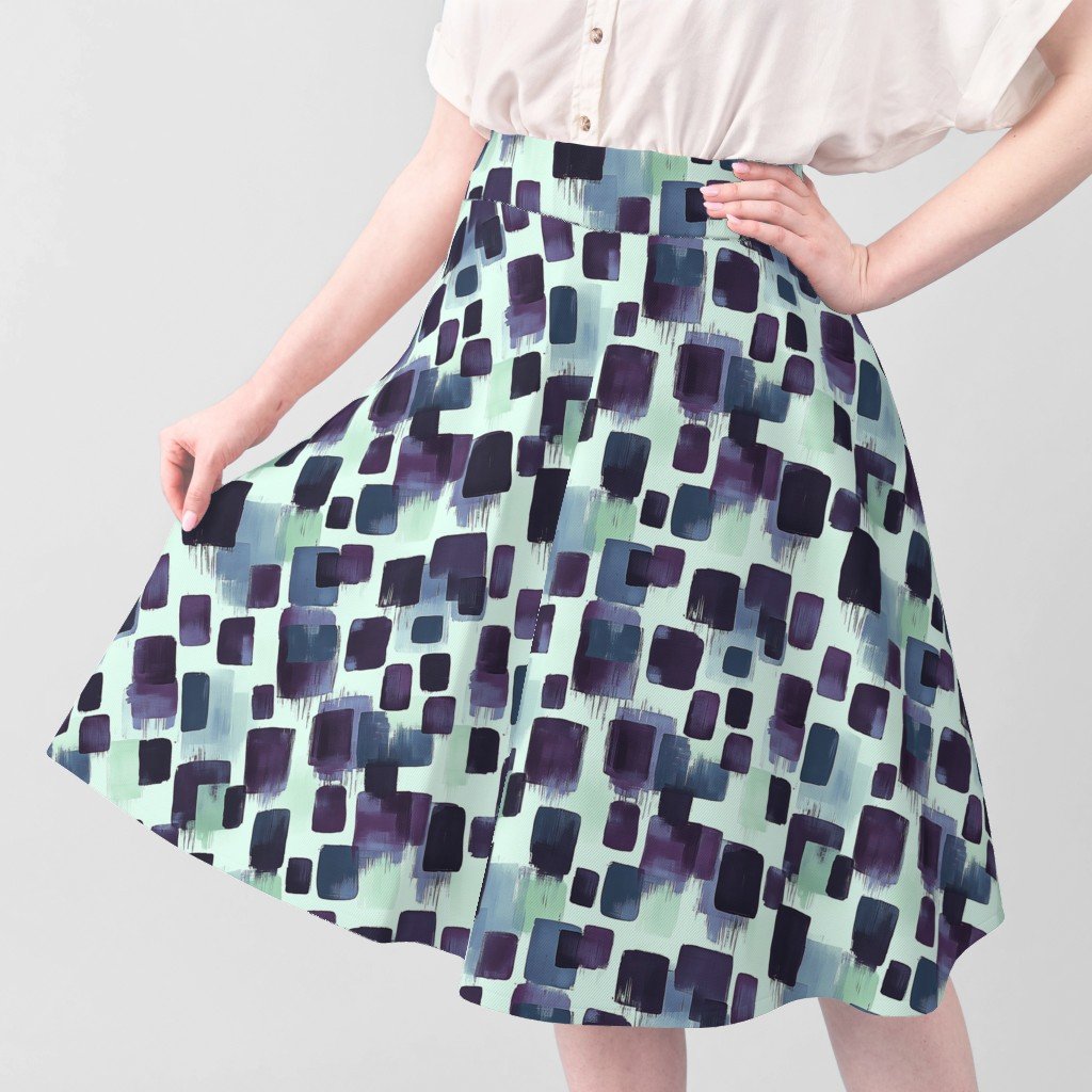 Abstract Brushstroke Blocks in Purple Teal and Soft Mint Fabric brushstroke fabric