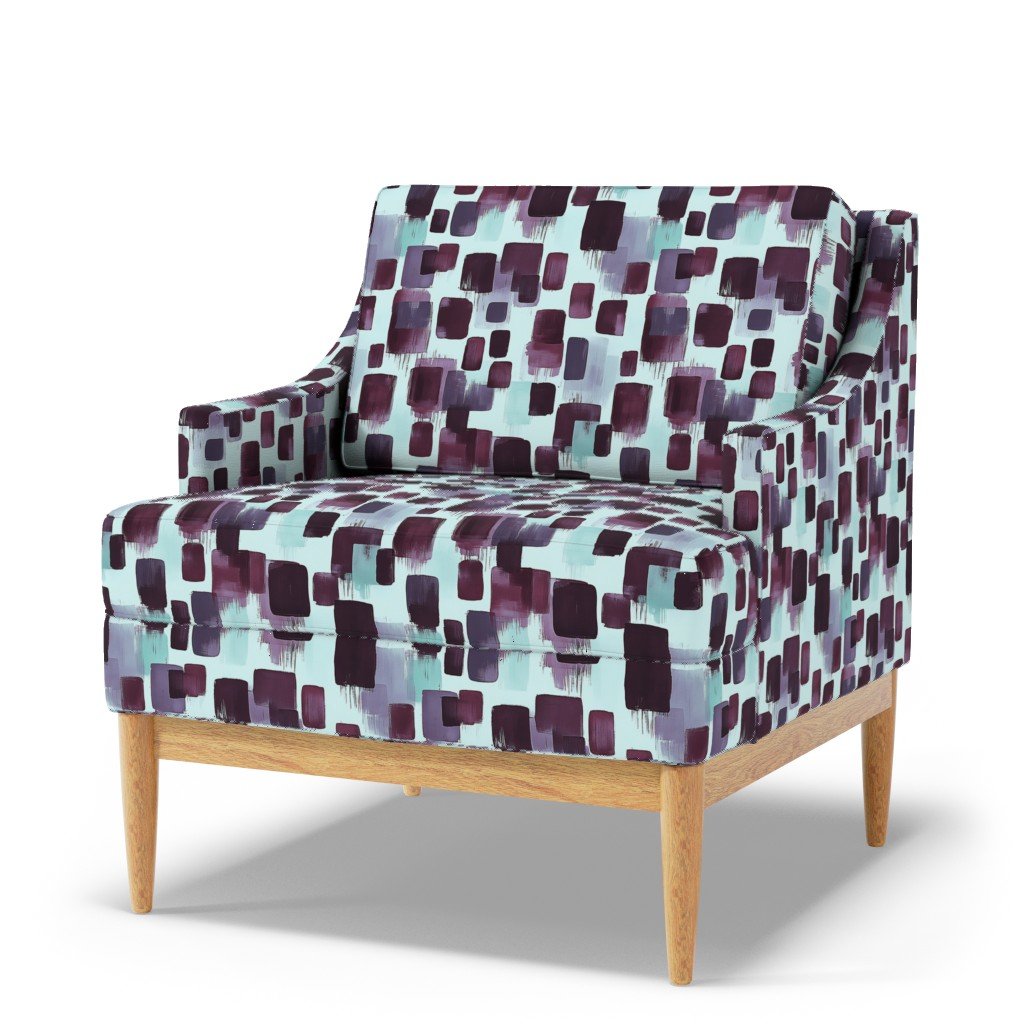 Abstract Brushstroke Blocks in Burgundy Teal and Soft Mint Fabric brushstroke fabric