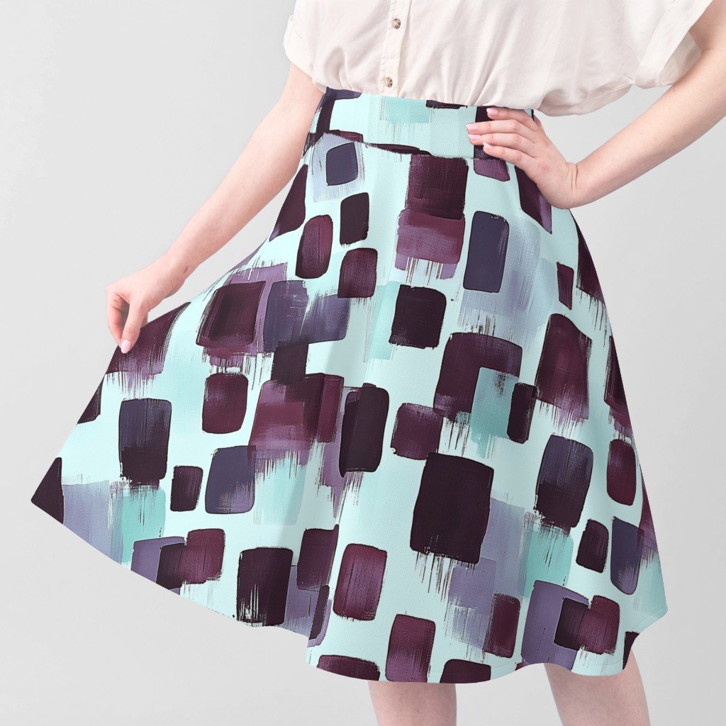 Large Abstract Brushstroke Blocks in Burgundy Teal and Soft Mint Fabric brushstroke fabric