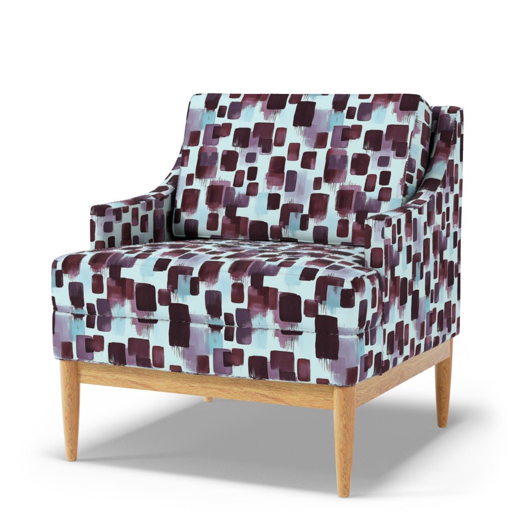 Abstract Brushstroke Blocks in Burgundy Lavender and Soft Mint Fabric brushstroke fabric