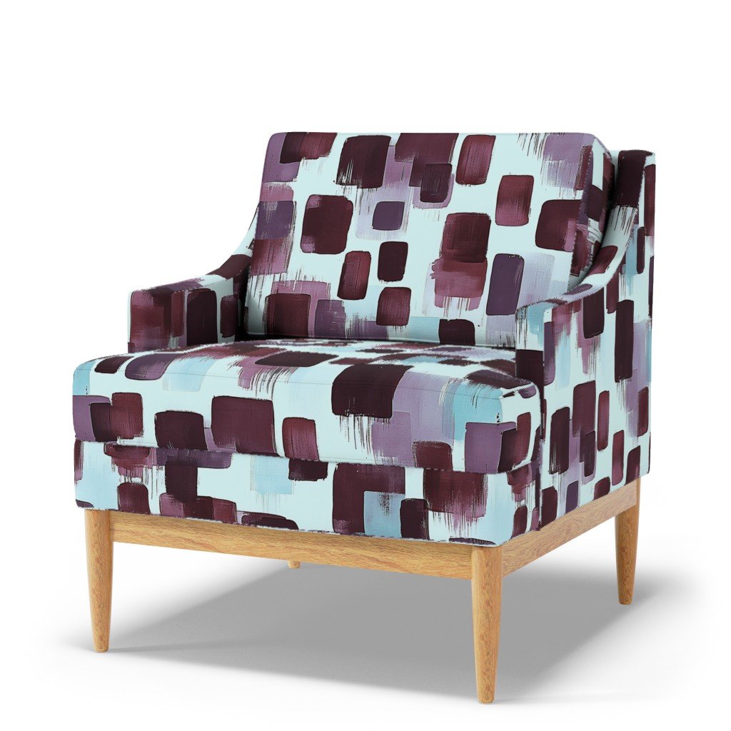 Large Abstract Brushstroke Blocks in Burgundy Lavender and Soft Mint Fabric brushstroke fabric