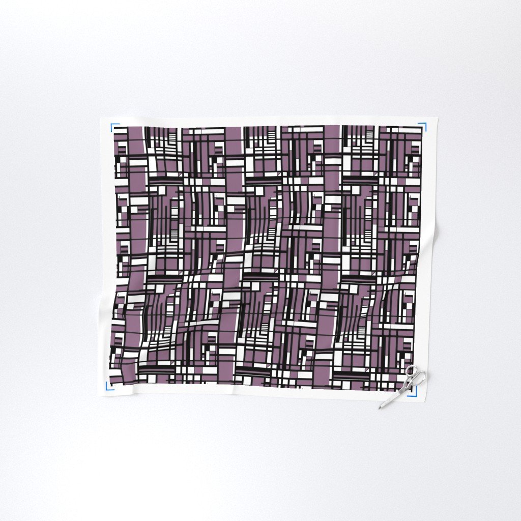 Mauve Modernist City Blocks Geometric Pattern Fabric city blocks fabric