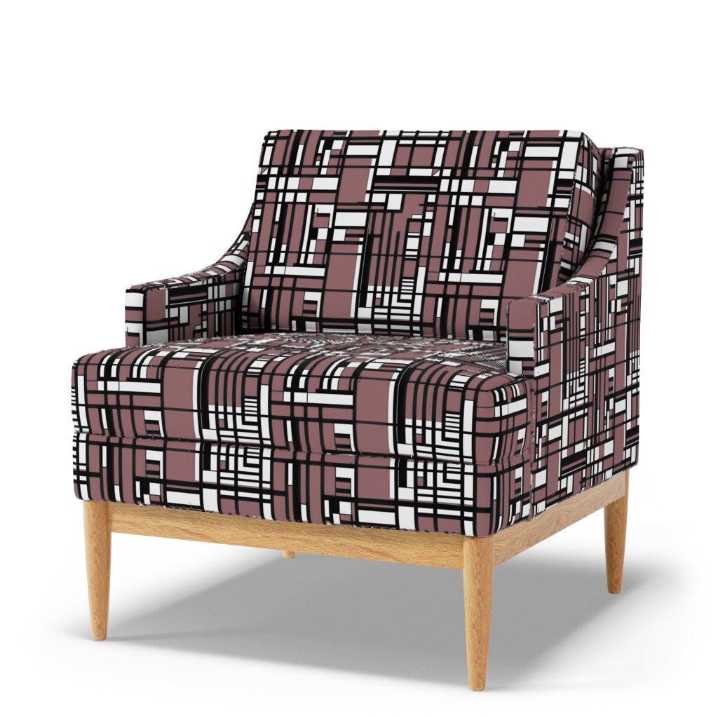 Dusty Rose Modernist City Blocks Geometric Pattern Fabric city blocks fabric