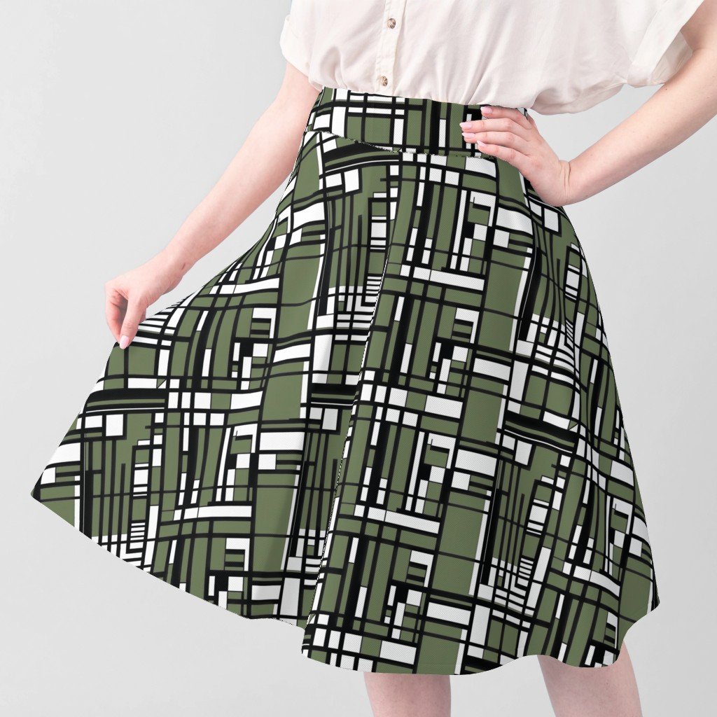 Sage Green Modernist City Blocks Geometric Pattern Fabric city blocks fabric