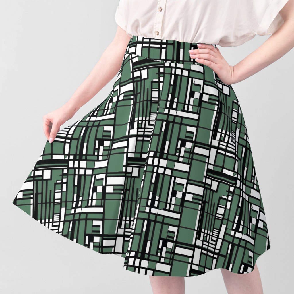Eucalyptus Green Modernist City Blocks Geometric Pattern Fabric city blocks fabric