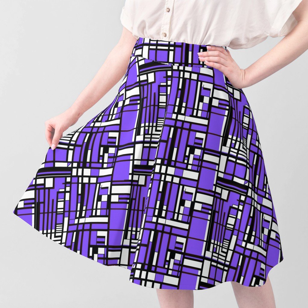 Electric Violet Modernist City Blocks Geometric Pattern Fabric city blocks fabric
