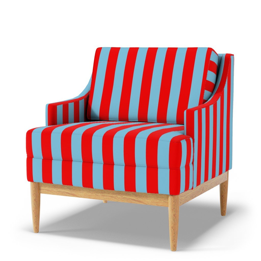 Bold Coastal Classic Red and Sky Blue Cabana Tent Stripe Fabric coastal fabric