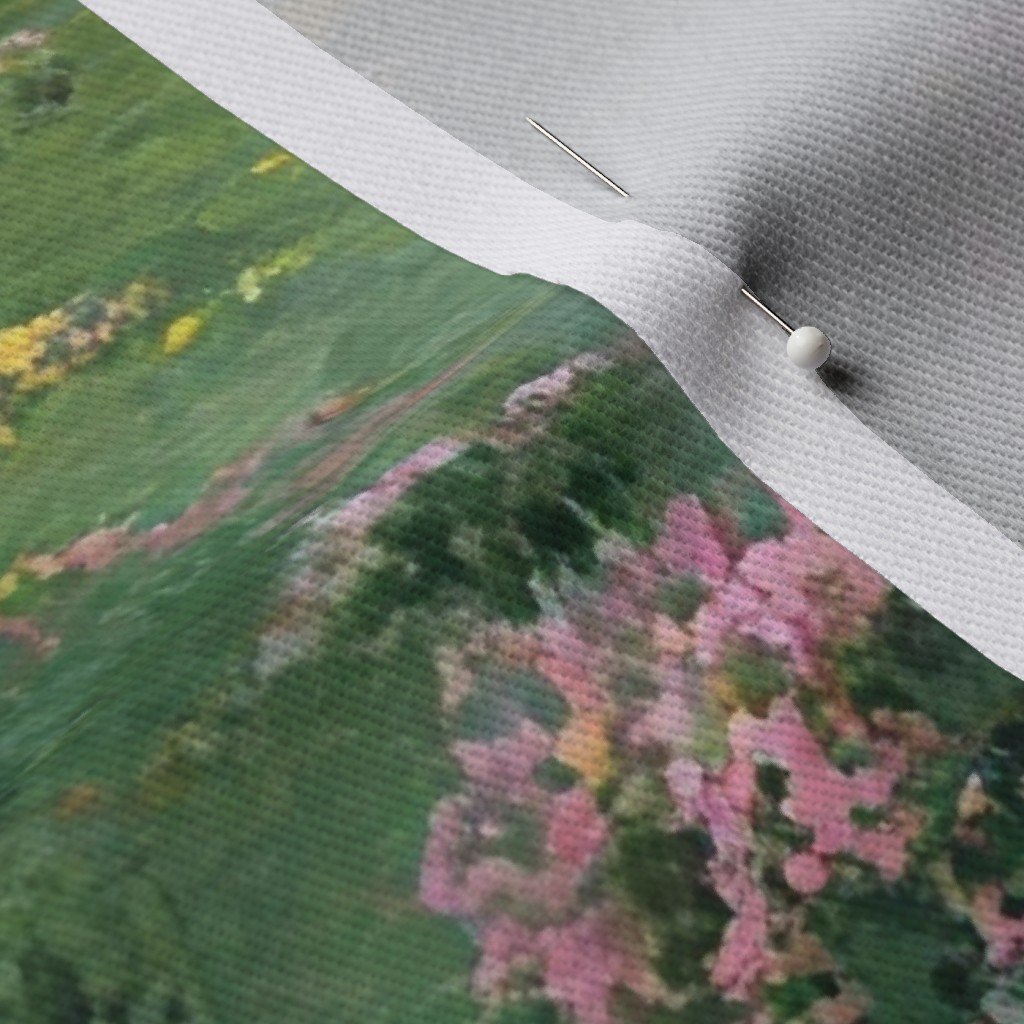 Olympic National Park Spring Watercolor Wildflower Landscape Fabric nature fabric