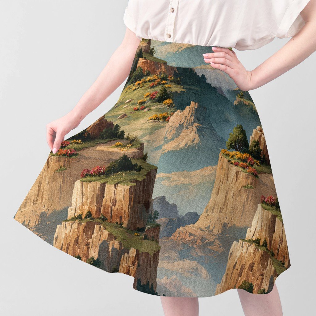 Spring Blossoms Over the Grand Canyon Watercolor Landscape Fabric desert fabric