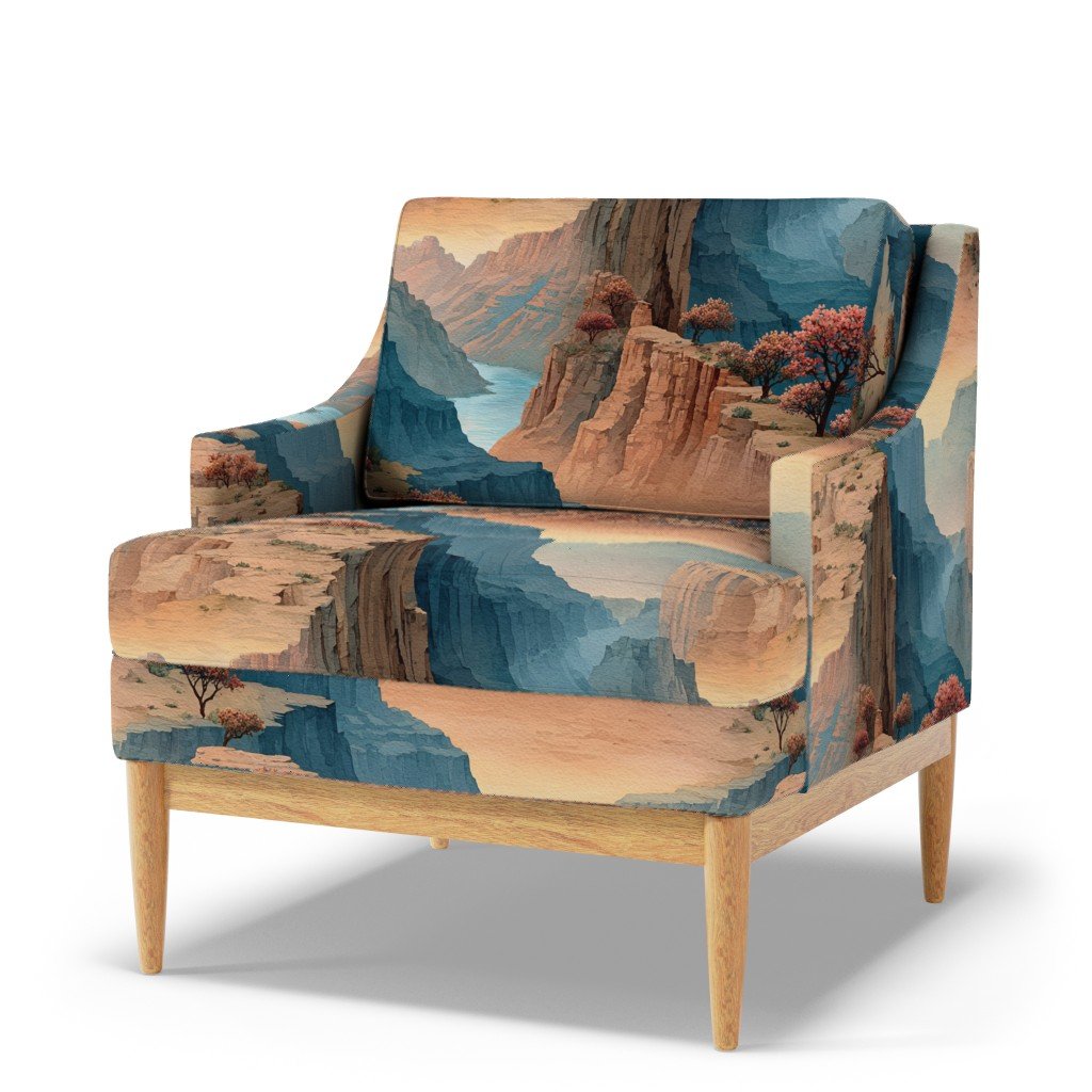 Spring Blossoms Over the Grand Canyon Watercolor Landscape Fabric desert fabric