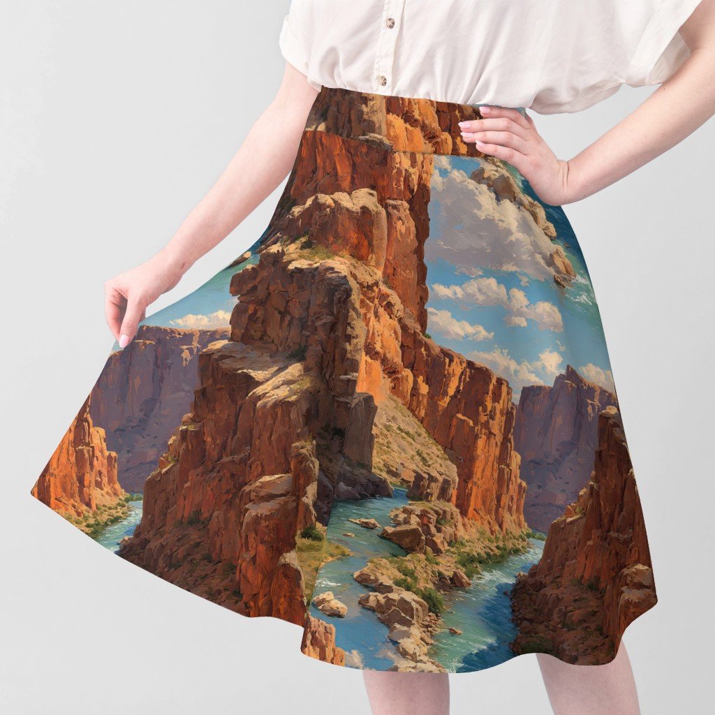 Summer Sun Over the Grand Canyon Watercolor Landscape Fabric cliffs fabric