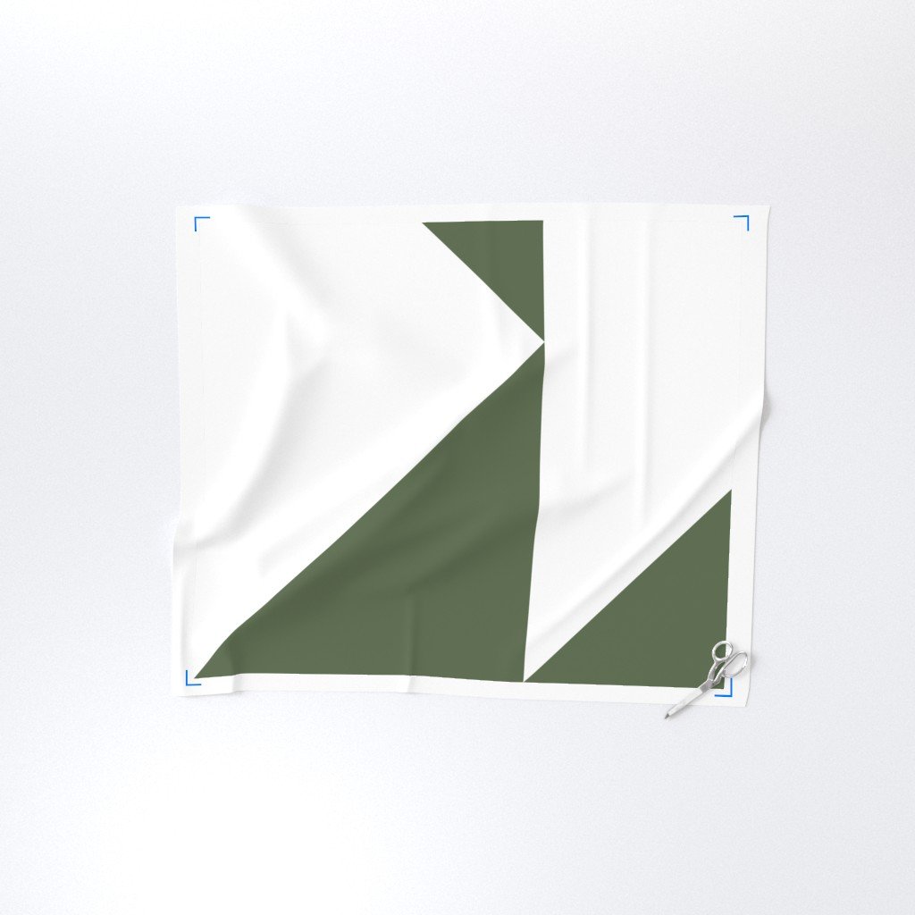 Bold Olive and White Oversized Geometric Triangle Fabric chevron fabric