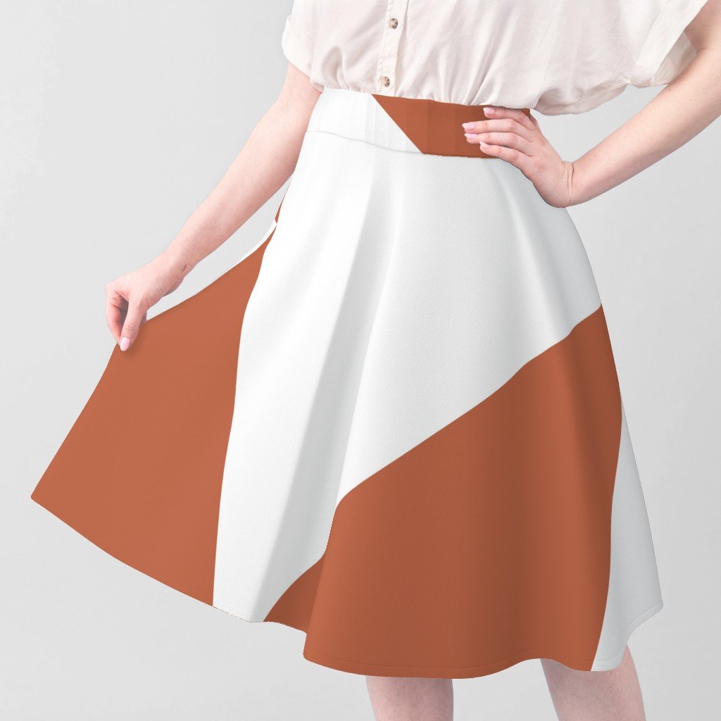 Bold Terracotta and White Oversized Geometric Triangle Fabric lifestyle view