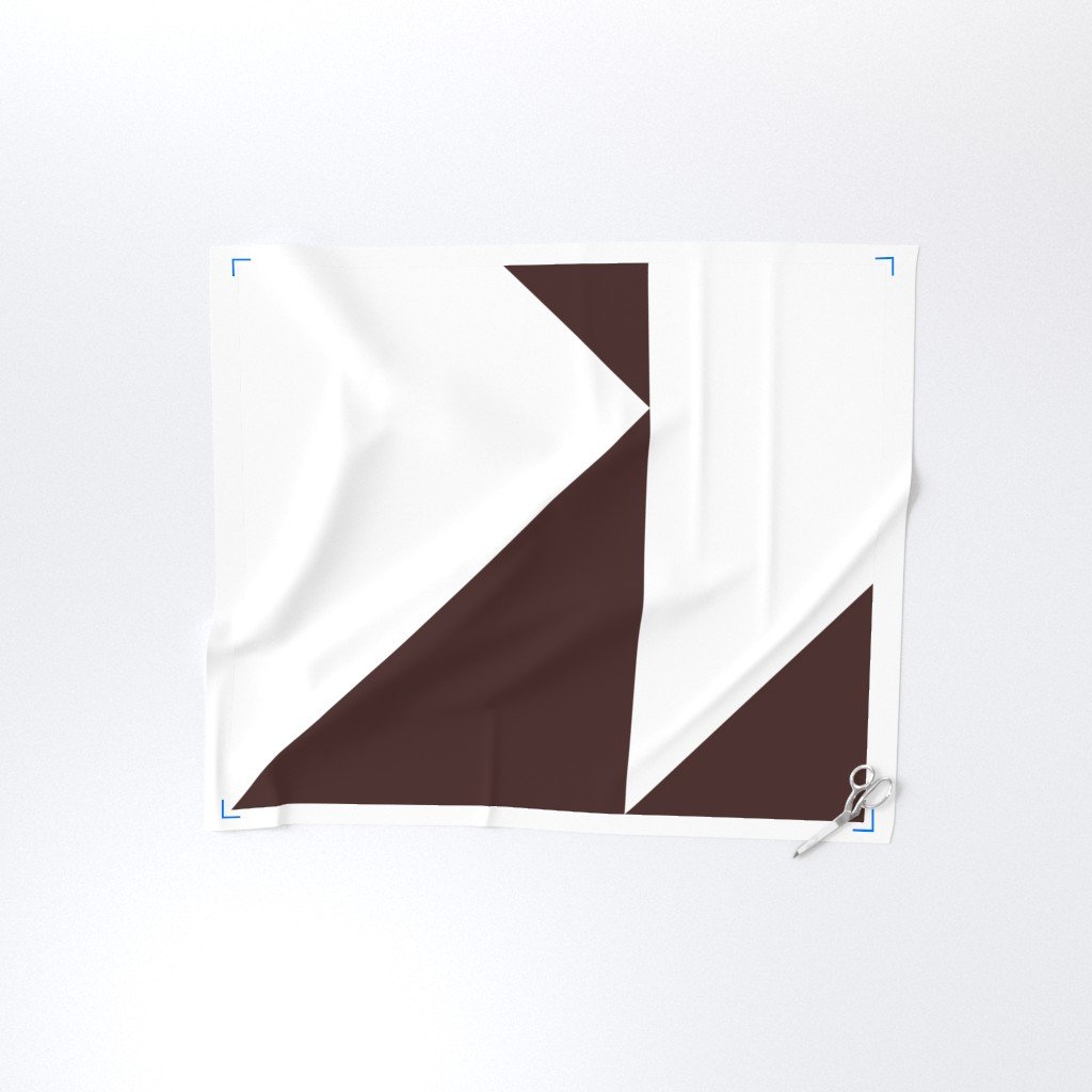 Bold Chocolate Brown and White Oversized Geometric Triangle Fabric bold fabric
