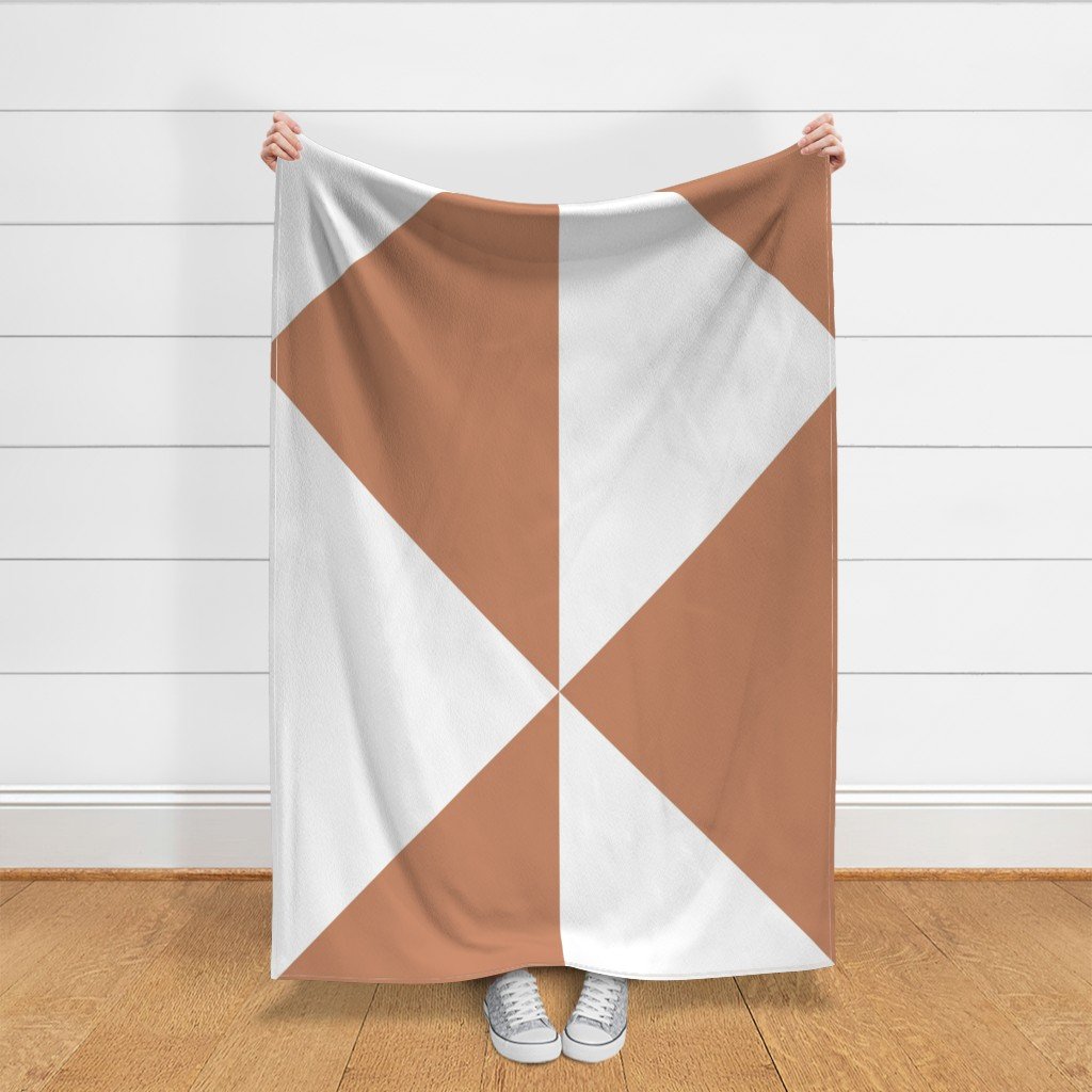 Bold Soft Clay and White Oversized Geometric Diamond Fabric chevron fabric