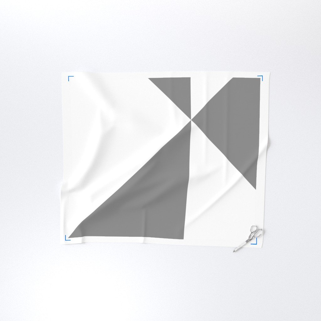 Bold Mid Gray and White Oversized Geometric Diamond Fabric chevron fabric