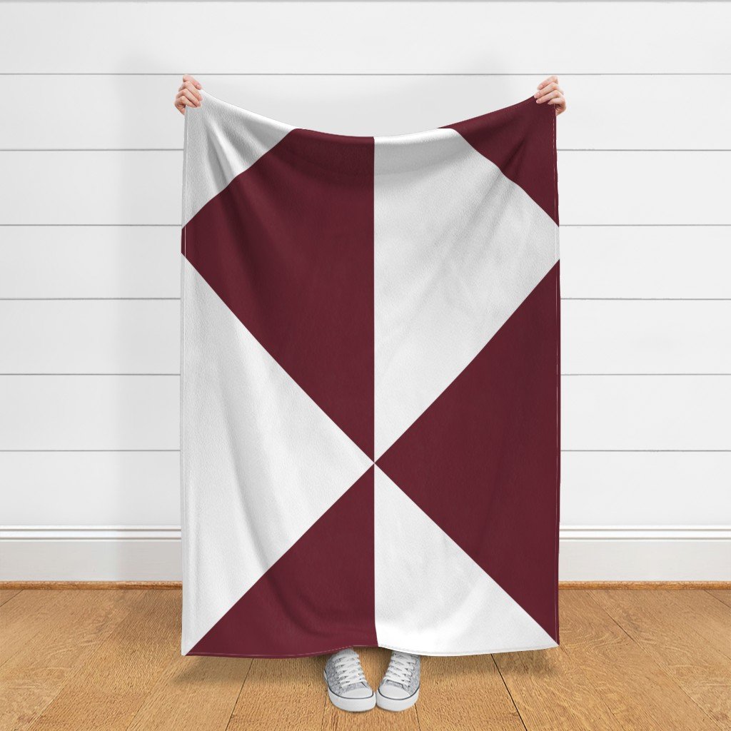 Bold Deep Burgundy and White Oversized Geometric Diamond Fabric lifestyle view