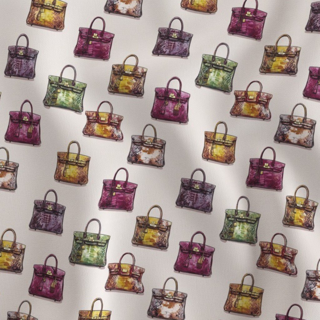 Small Scale Luxury Handbag Motif in Cool Jewel Tones Fabric small scale fabric