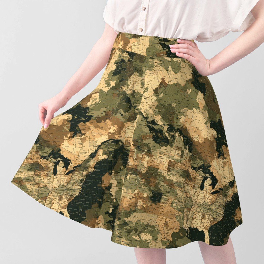 USA State Outline Camouflage in Sand and Deep Forest Fabric camouflage fabric