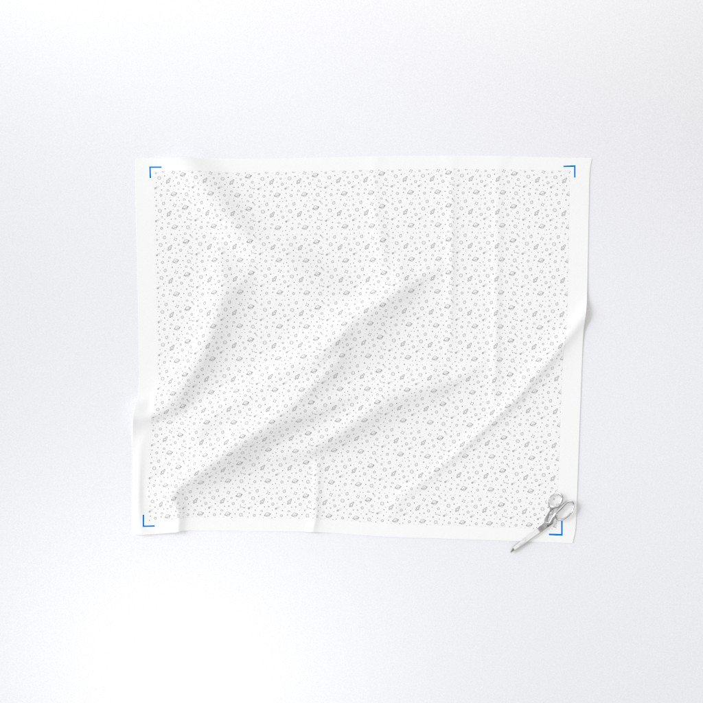 Minimal Black And White Space Doodle Pattern With Planets Rockets Star Fabric modern fabric