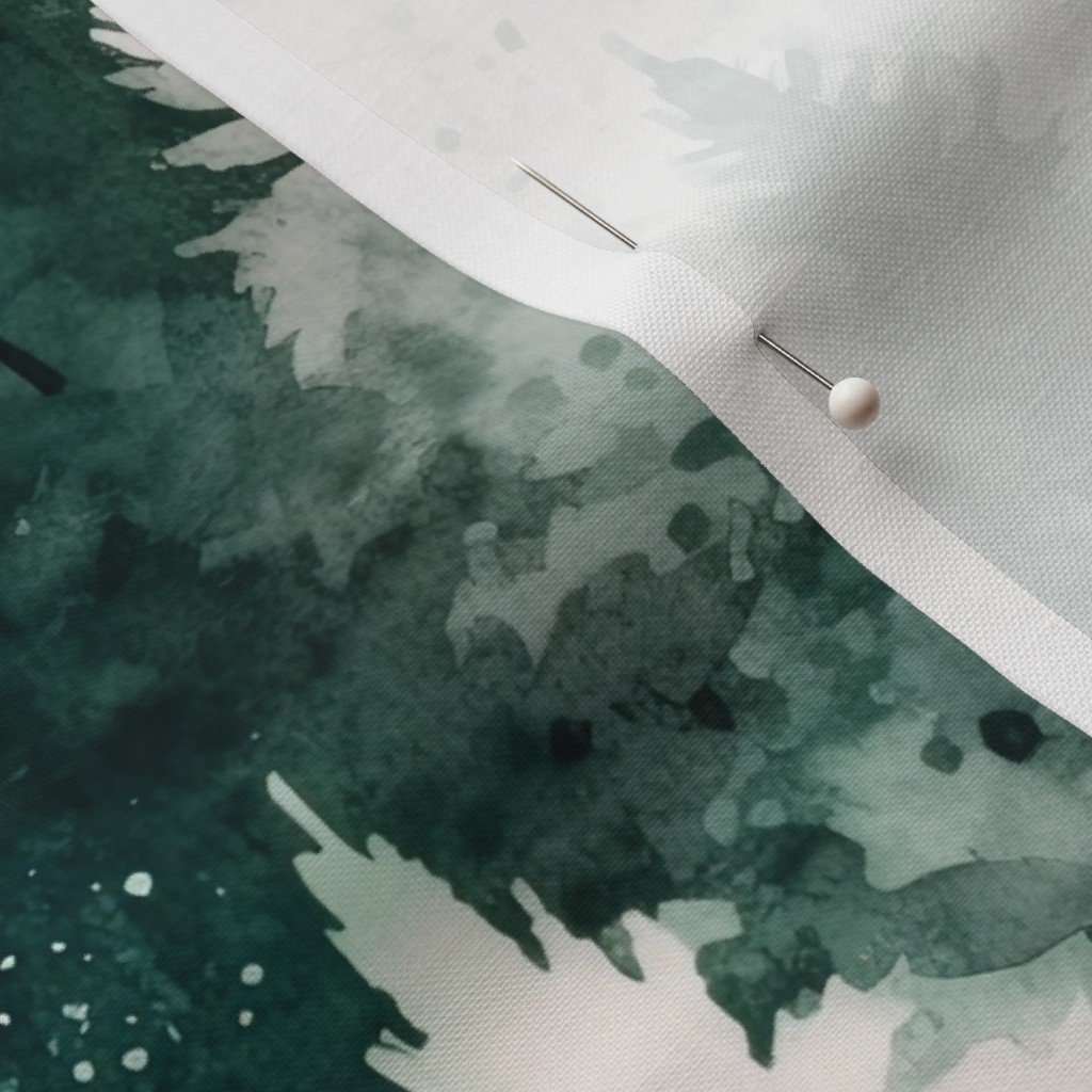Small Endless Winter Tree Dreamscape Trees in Cool Teal Misty Forest Fabric forest fabric